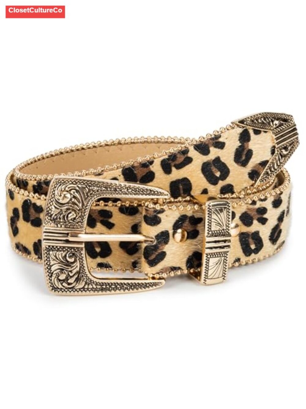 Faux Leather Leopard Print Belt Set Western Waist Belts for Jeans Dress
